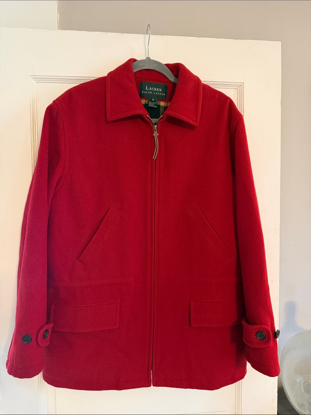 Lauren Ralph Lauren Vibrant Red Wool Zip Jacket